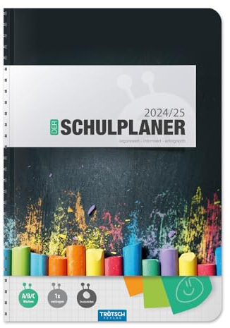 Trötsch Schulplaner Schwarz 24/25: Planer Schülerkalender Hausaufgabenheft Timer
