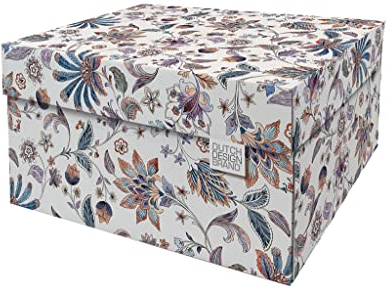 Dutch Design Brand Aufbewahrungsbox mit Deckel – Aufbewahrungsboxen – FSC-zertifizierter, recycelbarer Karton (Größe: 38,9 x 31,8 x 21,1 cm) (Flower Aquarel)
