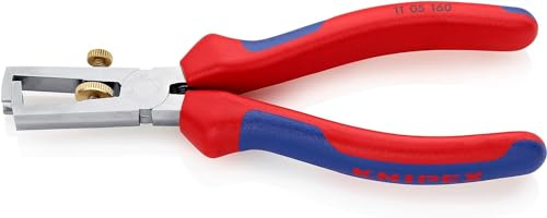 KNIPEX Abisolierzange mit Öffnungsfeder, universal verchromt mit Mehrkomponenten-Hüllen 160 mm, 11 05 160