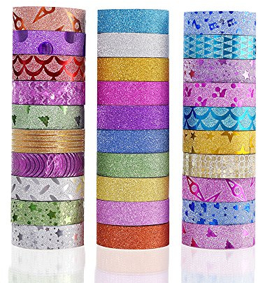 Agutape 30 Rolls Washi Masking Tape Set,Decorative Craft Tape Collection for DIY and Gift Wrapping with Colorful Designs and Patterns