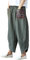 FTCayanz Femmes Pantalon Large Jambe Lin Rétro Sarouel Taille Élastique Vert armée XL