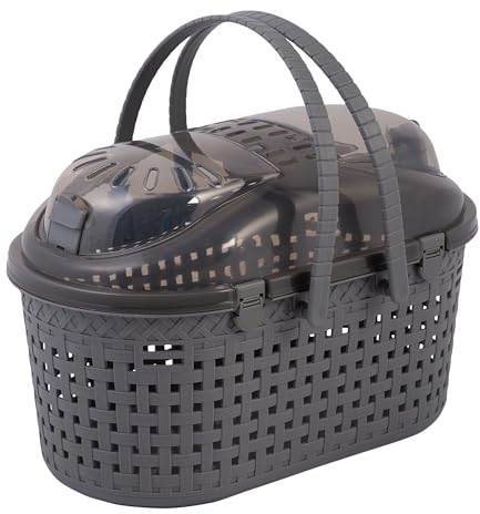 Iris Ohyama, Korb, Box, Tasche, Transportkäfig aus Kunststoff(PP) für Katze, Hund, 45 x T29 x H28.5 cm, MPC-450, Grau