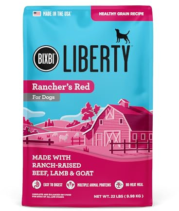 BIXBI Liberty Ancient Grains Dry Dog Food, Rancher’s Red Recipe – Fresh Meat, High Protein, Wholesome Grains – USA Made, 22 lbs