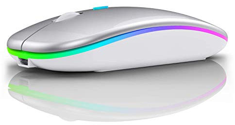 LiBO&HKBO Bluetooth Mouse Dual Mode 2.4Ghz Wireless Mouse, LED, Rechargeable, Mute button, Portable Optical Office Mouse, for PC, MacBook, Laptops, Windows, Mac OS, iPad OS