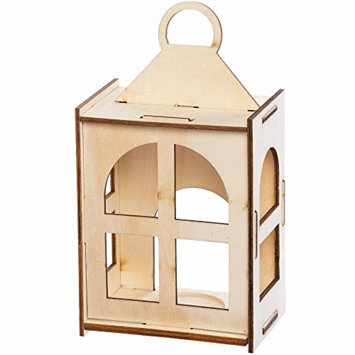 Baker Ross Wooden Lantern Craft Set - 3 Pack, Wooden Lantern for Kids to Craft and Paint (FC382)
