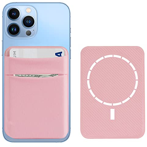 YesDoes Magnetische Handy-Kartenhalter-Brieftasche,Dehnbare Lycra-Doppeltasche für die Rückseite des Handys,Kreditausweis,Handyhülle,kompatibel mit Magsafe iPhone 15,14,13,12,Pro,Max & Mag Safe Hülle