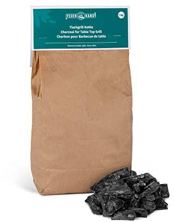 Feuerhand Holzkohle für Tischgrill Tamber, einfaches Anzünden, gleichbleibende Grilltemperatur, 105h Grillen pro Portion, 1 kg