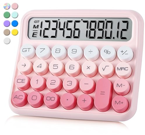 VEWINGL Mechanical Calculator 12 Digit Desk Calculator with Extra Large 5 LCD Display, Big Easy-Press Buttons, 15° Tilted Screen, Office & School Desktop Calculator