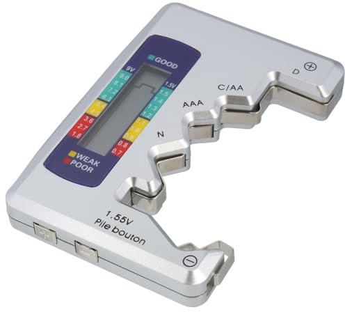 Mesee Universel Testeur de Piles Numérique Digital - Vérificateur de Batterie & Détecteur de Capacité de Pile Portable pour AA AAA C D N 9V 1.5V Piles Bouton Mini Batteries