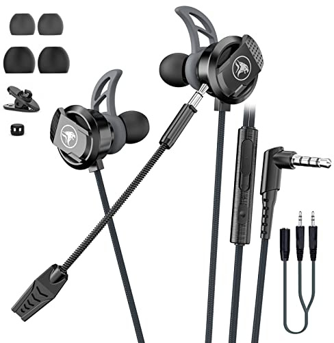 BraveKoi In-Ear Gaming Headset,Wired Earbuds with Noise Cancellation,Dual Microphone Bass Stereo Gaming Earphone Suitable for PS4 Xbox one/S, Nintendo Switch, Laptop
