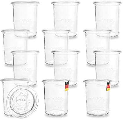 Flaschenbauer 12er Pack Sturzglas 160ml RR60 - Vielseitige Einmachgläser für Kuchen im Glas, Marmelade, Konservieren, Einmachen, Dekoglas Inklusive Etikett Made in Germany