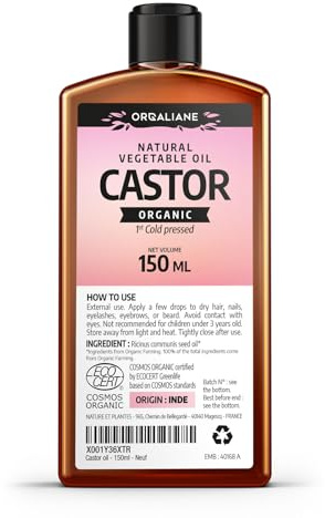 Castor Oil 150 ml - 100% organic- 1 st Cold pressed - Orgaliane