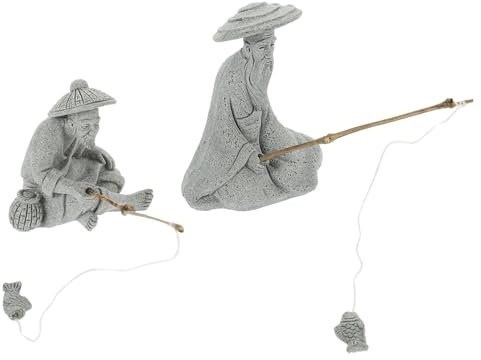 BESPORTBLE Zubehör 2 Sätze Fischer-Statue Aquarienlandschaftsverzierung Steingarten sversteck Für Aquarien Fischer-angelmodell Angelzubehör Mini Sandstein Ältere
