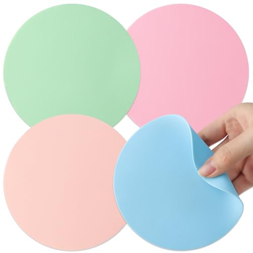 Aixoom Gummi-Glasöffner-Pads, rund, wärmeisoliert, rutschfest, für Gläser, Küchenwerkzeug für einfaches Öffnen, Kreis, helle Farbe, 4 Stück
