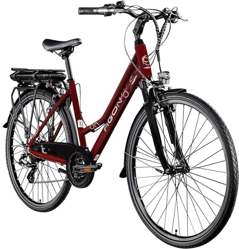 AGON Avesa E Bike Trekkingbike Damen oder Herren 28 Zoll 155-185 cm Pedelec Elektrofahrrad mit Ananda Motor 25 km/h (weinrot, 48 cm)