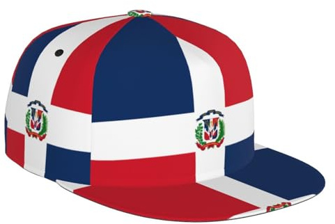 JDFHGNU Gorra de béisbol de ala plana, estilo hip-hop neutro, adecuada para salidas diarias al aire libre, patrón de República Dominicana, color negro, Negro -, talla única
