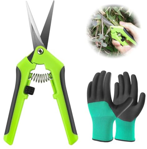 Sécateur De Jardin, Sécateur de Jardinage à Main pour Bonsaï, Sécateur Ciseaux de Jardin, Secateur de Jardin, Coupe Branche, avec Gants de Jardinage, pour tailler arbustes, clôtures