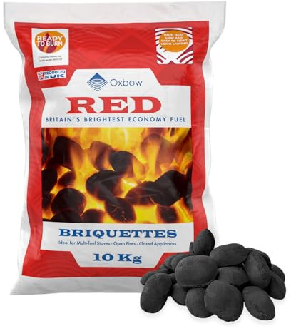 Oxbow Red Smokeless Coal Briquettes, 10kg - Britain's Brightest Economy Fuel for Multi-Fuel Stoves and Open Fires
