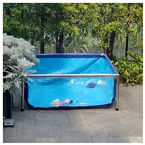 Toile de bassin avec cadre en acier et joints 120 x 80 x 71 cm pour réservoir d'eau Koi Goldfish bleu clair sur pied avec panneau de visualisation