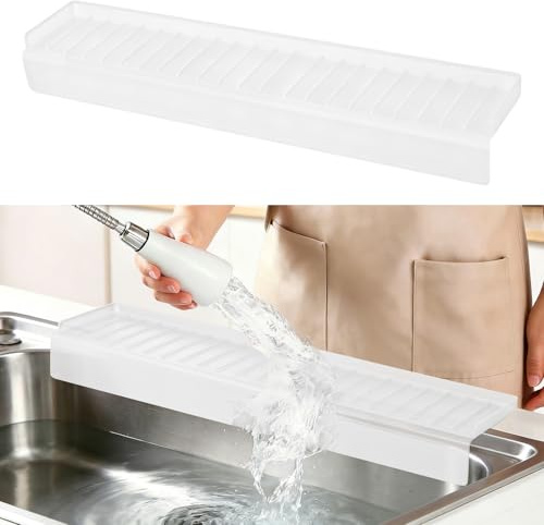 Sink Edge Protector with Suction Cup, 30 x 4, Silicone Sink Splash Guard for Kitchen & Bathroom, Protect Countertop from Scratches, Stains, for Stainless Steel Granite Quartz