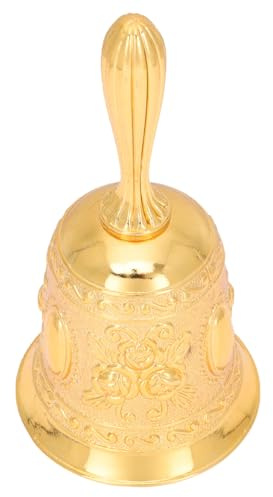 JOINPAYA Campanello da Tavolo in Metallo Dorato Vintage, Campana di Chiamata per Ristorante e Bar, Decorazione Retrò per Ufficio e Casa, Campanello di Servizio Portatile per Segnalazione