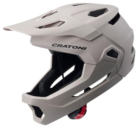 Cratoni Madcat Integralcykelhjälm för barn med haklapp S/M 49-56 MTB (mörk sand)