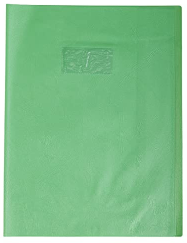 Clairefontaine 72511C – Häftkuvert/häftskydd/häftfodral calligraphe med finkornig och läderlook DIN A4 24 x 32 cm, etiketthållare av PVC ogenomskinlig och slitstark, grön, 1 styck