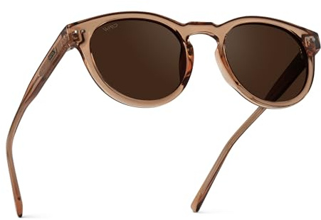 Round Polarized Sunglasses for Women - Retro Classic UV400 Protection for Driving & Everyday Wear (Light Crystal Brown/Brown Lens)