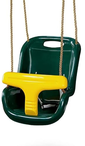 Barn deluxe hög rygg baby gungstol perfekt för trädgårdsgungor och klättringsramar (grön med grön T-bar)