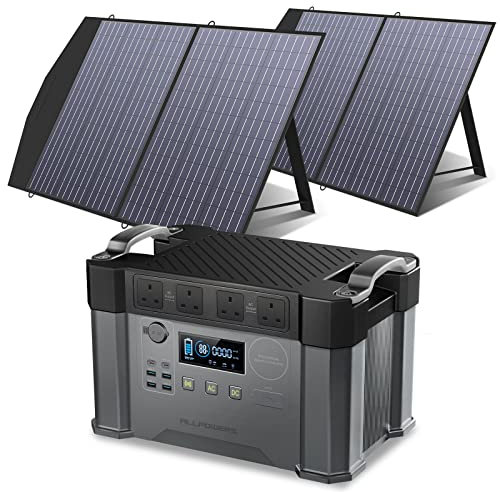 ALLLPOWERS Solar Generator S2000, 2000W Portable Power Station with 2 * 100W Folable Solar Panels Included, Solar Mobile 1500WH Battery Pack for Outdoor RV Camping Home Emergency Travel Campervan