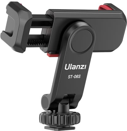 Phone Tripod Mount Holder for iPhone - ULANZI ST-06S Camera Hot 2 Cold Shoe Phone Mount Compatible for iPhone Android Sony Canon DJI Ronin S/SC Zhiyun Gimbals