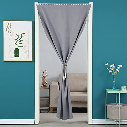 LIVEINU Türvorhang Blickdicht Thermo Gardinen Vorhang Schlaufenschal Thermogardine Thermovorhang Kälteschut Wärmeisolierend für Schlafzimmer Tür Schrank Vorhang Grau 80x200cm