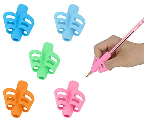 MXTIMWAN 5 Pezzi Aiuto per La Scrittura per Bambini, Impugnature per Matite in Silicone, Strumento di Correzione Della Postura di Scrittura