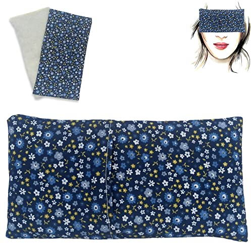 Augenkissen yoga Blumen - blau (1 Füllung und 1 waschbarer Bezug) | Lavendel Samen und Reis | Yoga, Meditation, Entspannung, für Ihre Augen ..