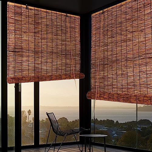 Store Bambou Exterieur,Rideaux Imperméable,70% Protection Solaire,Rideau Terrasse Occultant Thermiques,Stores À Rouleaux Romains,pour Intérieur/Extérieur/Patio,Facile à Installer ( Size : 51x59in(WxH)