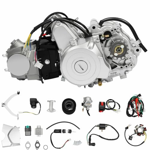 awolsrgiop 125cc 4 Takt ATV Motoren, Elektrischer Start Gokart Motor, Halbautomatisch Engine Kickstart Air-cooled Engine Elektrostart Luftgekühlt Für ATV Go Kart Einzylinder Motor