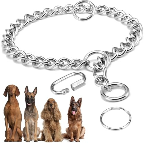 Collare a Strozzo da 65 cm, Collari per Cani a Catena con Gancio, Collare a Catena Cane in Acciaio Inossidabile, Collare per Cani a Catena in Metallo, per Cane Grandi Media per Allenamento