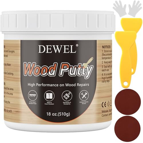 DEWEL Holzkitt Reparaturset - Holzkitt Weiss 500g Reparaturspachtel Wasserbasis - Löchern und Rissen