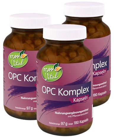 KOPP Vital® OPC Komplex Kapseln | 97 g | 3 x 180 Kapseln | Vitalstoffen | Vitamin C | Traubenkern-Extrakt | Kiefernrinden-Extrakt (3)