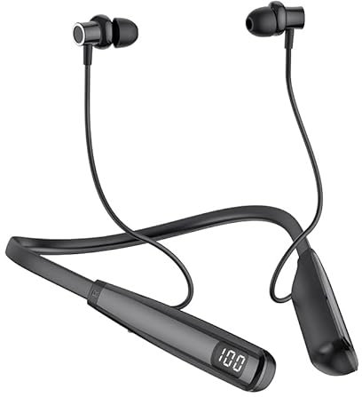 Écouteurs sans fil Bluetooth, nouveau Bluetooth 5.2 temps de lecture jusqu'à 100 heures d'affichage LED de la batterie, écouteurs Bluetooth avec microphone, casque de course à pied intra-auriculaire