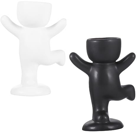 PRETYZOOM 2 Stück Keramik Pflanztopf Charakterskulptur Vase für Sukkulenten Kakteen Zimmerpflanzen Humanoid 11,5 X 5,4 X 4,5cm Indoor Dekoration Büro Tisch