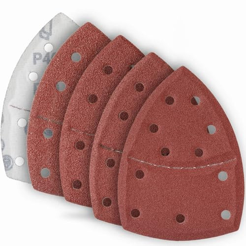 YoiYee Mouse Detail Sander Sandpaper Coarse Grit P40/P60/P80/P100, 20PCS | 11-hole dust extraction, 152x105mm sheet size, hook and loop backing, aluminium oxide abrasive, wood and metal paint strippin