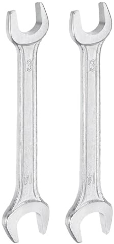 HARFINGTON 2pcs Double Open End Wrench 13mm x 14mm Metric 15 Degree Offset Angle Small Flat Head Wrench Galvanizing Open Ended Spanner for Automotive Repair Furniture Assembly