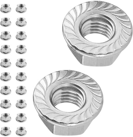 Flewdart 20pcs Ecrou A Embase Crantée M10 304 Acier Inoxydable, Ecrou Hexagonal Pour Vis ø5mm Din 6923 / Iso 4161, M5/M6/M8/M10/M12/M14 (M10 20pcs)