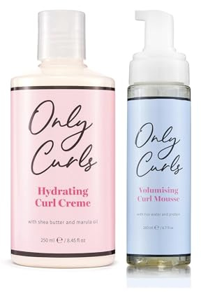 Only Curls Hydrating Curl Crème & Curl Mousse Bundle, Lightweight Curly Hair Products, Leave-in Styling Cream & Curl Mousse, Curl Enhancing & Volumising Set, Soft, Frizz-Free Curls, 250ml & 200ml