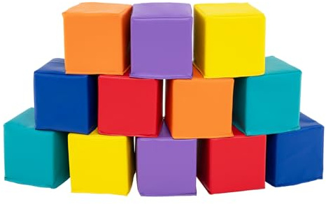 GOPLUS 12-teiliges Schaumstoff-Bausteine, Softbausteine für Kleinkinder zum Klettern, weiches Bausteine Set 14 cm x 14 cm