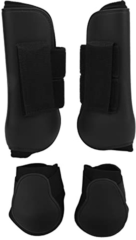 Xyntor Horse Leg Boots | 4Pcs Front & Rear Leg Guards with Cushioning Pad | PU Tendon Brace for Jumping/Riding/Training | Secure Fit, Shock Absorption