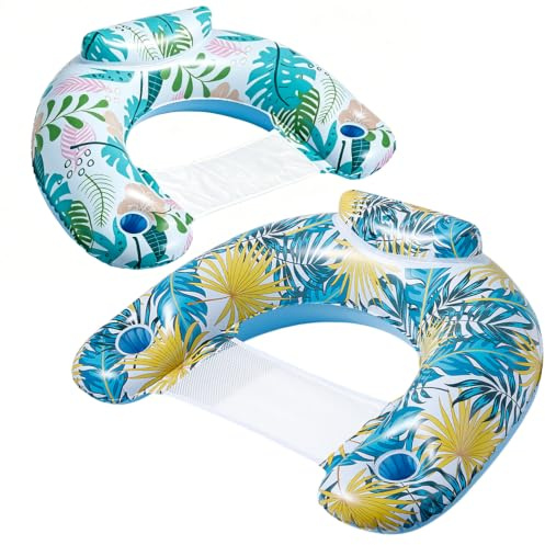 Inflatable Pool Floats Water Hammock for Adults, Xndryan 2 Pack Inflatable Hammocks Pool Hammock, Inflatable Pool Chair Floating Lounger Swimming Floats Pool Toys