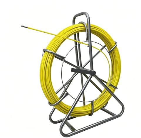 Ruban à Poisson Fibre de Verre 80M 6,35mm, Aiguille Électricien Tirage Câble, Extracteur avec Bobine Acier et Frein【80M】