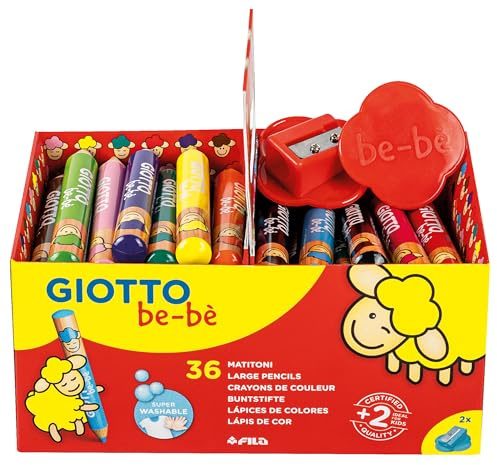 GIOTTO be-bè - Schoolpack 36 maxi crayons de couleur + 3 taille-crayons